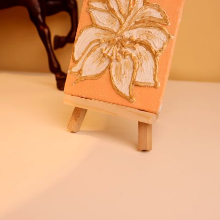 Gold-Outlined Floral Mini Canvas Textured Artwork